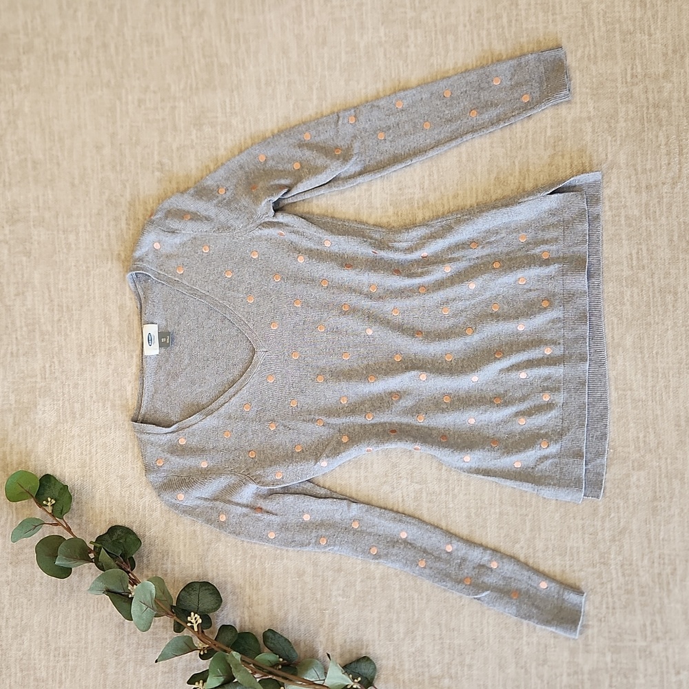 Grey and Bronze Polka-Dot Old Navy Sweater - XS 🦋